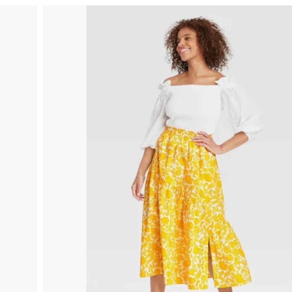 Who What WearFloral Yellow Skirt Size XS